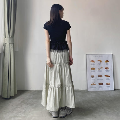 現貨 SK159 Ruffle Cake Skirt - Gray | Black | White