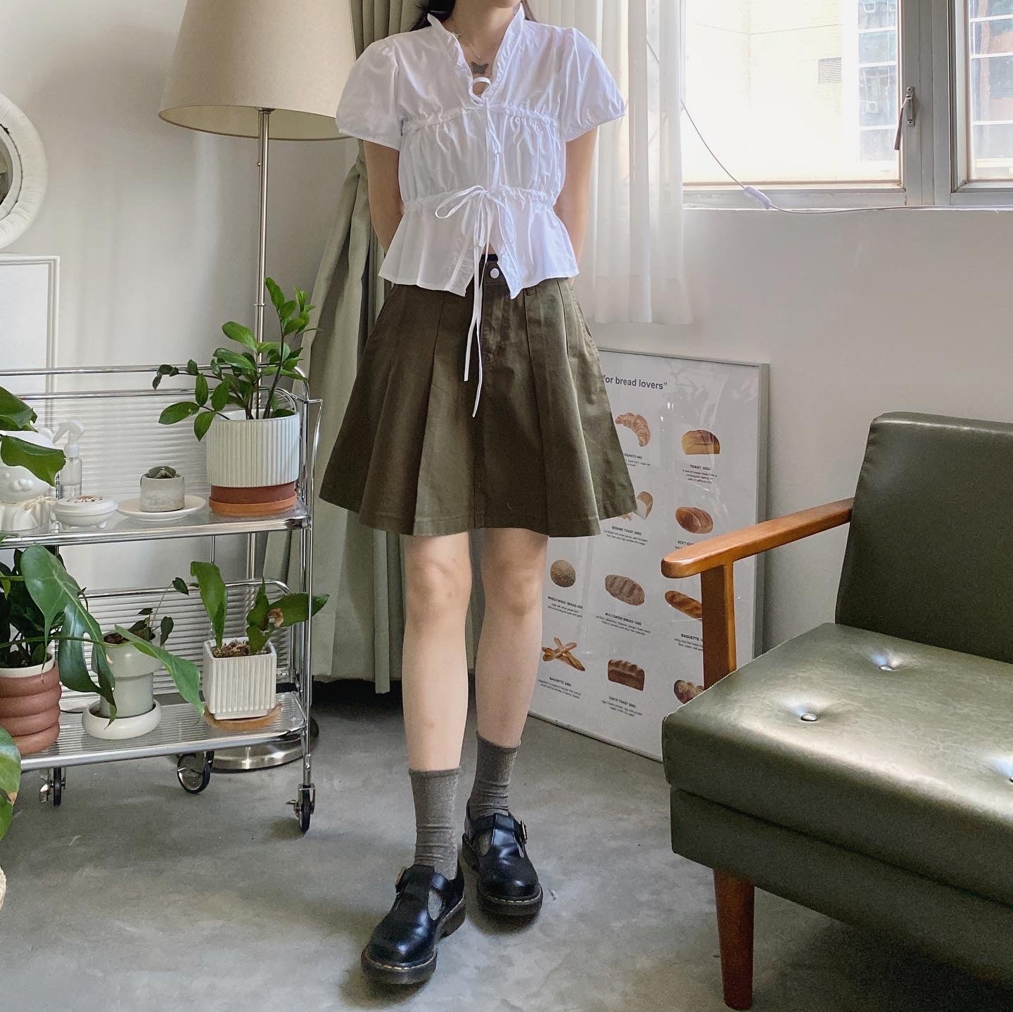 現貨 SK138 Pleated Skirt - Khaki