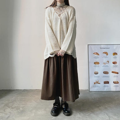 現貨 SK151 Claire Long Skirt - Khaki | Ivory