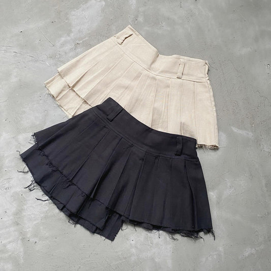 現貨 SK163 Irregular Pleated Skirt - Beige | Black