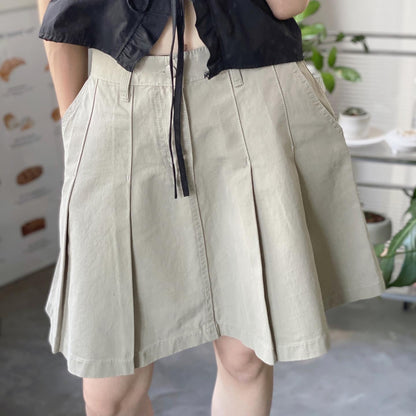 現貨 SK138 Pleated Skirt - Khaki