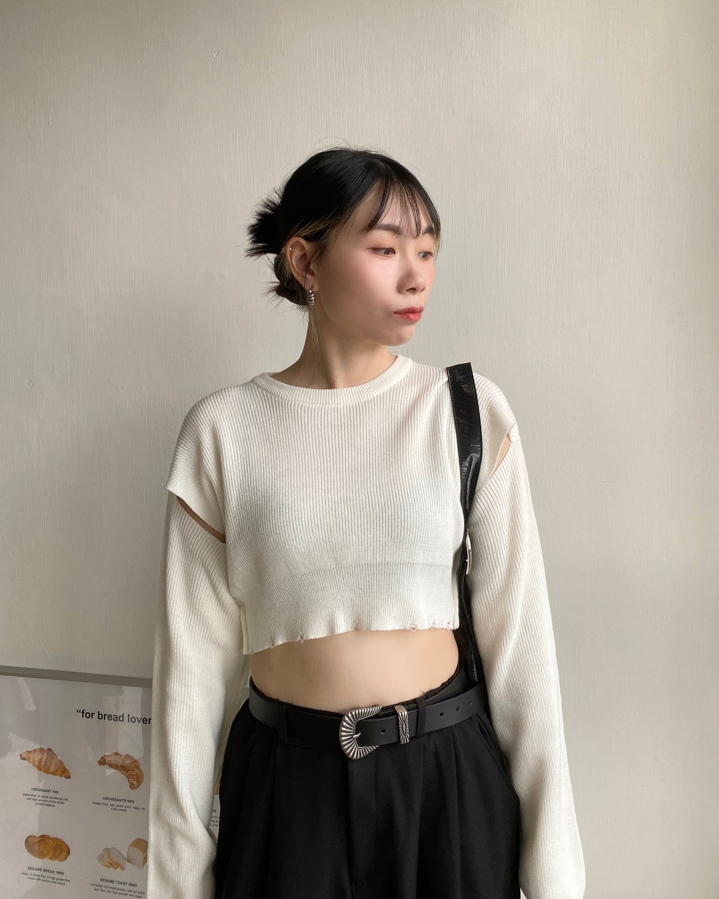 TP478 Crop Knit Top - White | Navy | Black