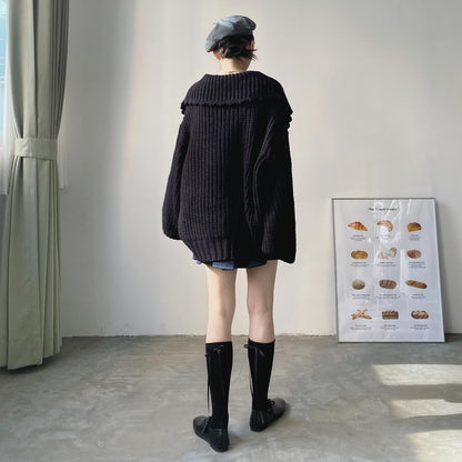 現貨 CD039 Dolly Collar Cardigan - Black