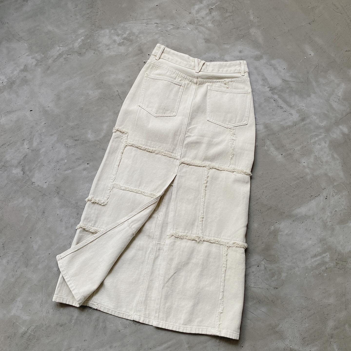 現貨 SK162 Patchwork Skirt - Ivory