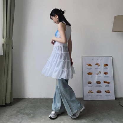 現貨 SK164 Ruffle Sheer Skirt - White | Cream | Black