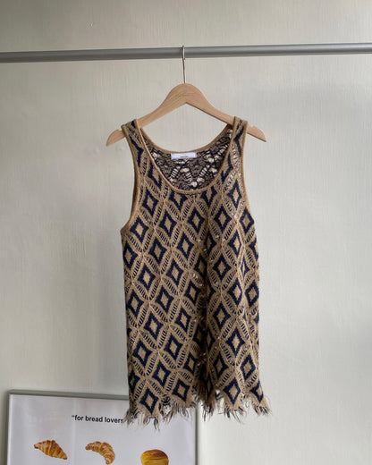 VT221 Diamond Knit Vest - Beige | Brown