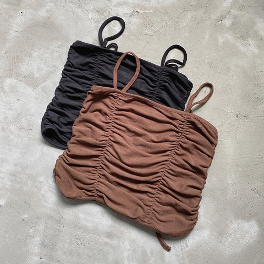 現貨 VT178 Shirring Sleeveless - Brown | Black