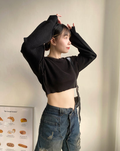 TP478 Crop Knit Top - White | Navy | Black