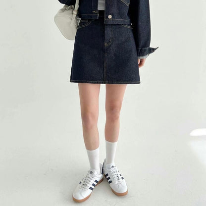 現貨 SK157 Denim Short Skirt - Navy