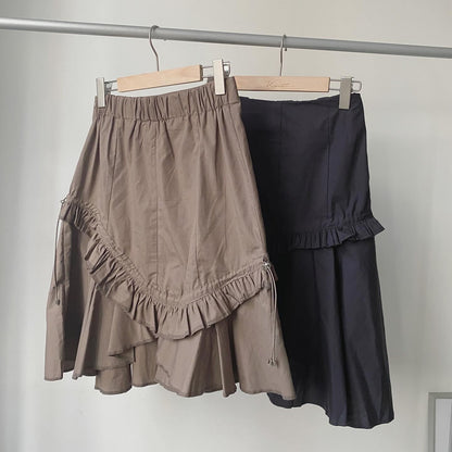 現貨 SK169 Irregular Ruffle Skirt - Brown | Black