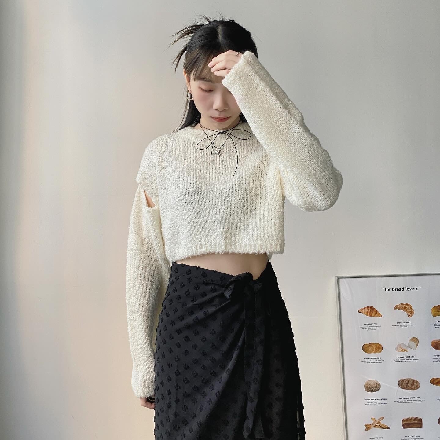 現貨 TP433 Cropped Knitwear - Ivory | Black