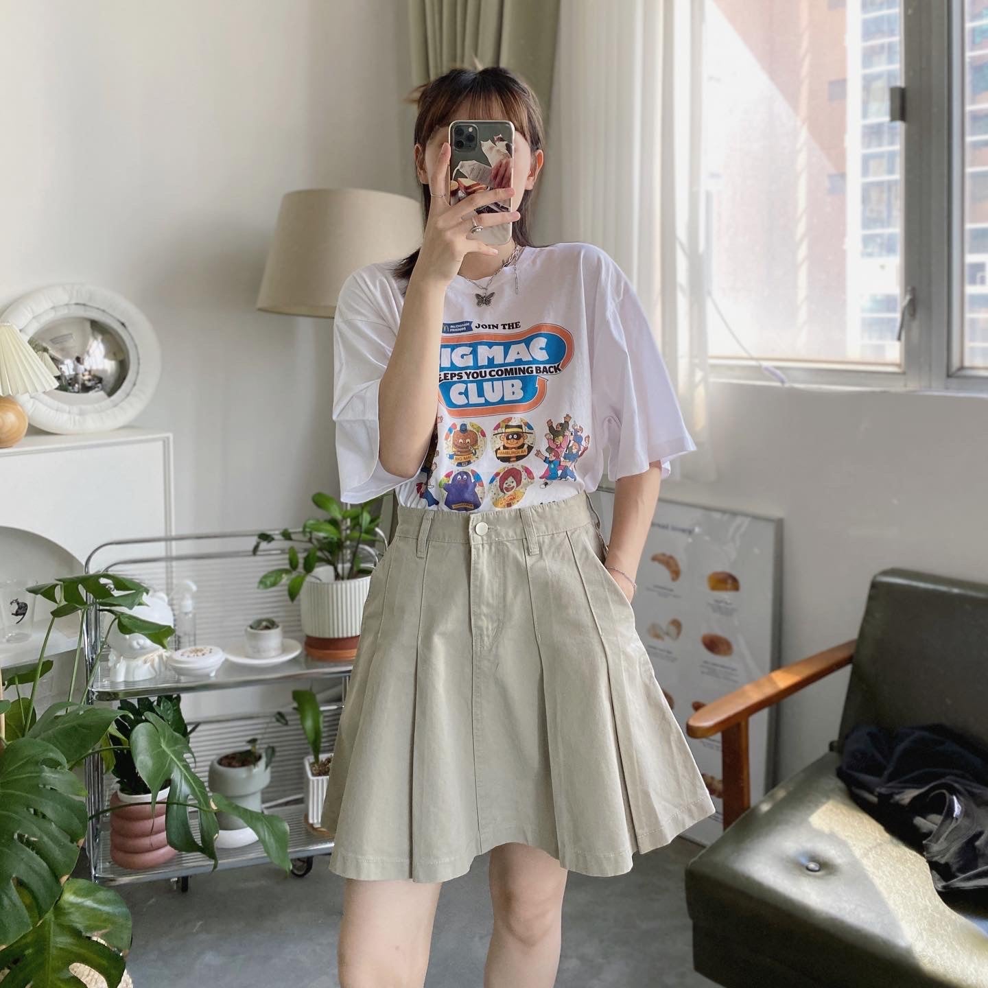 現貨 SK138 Pleated Skirt - Khaki