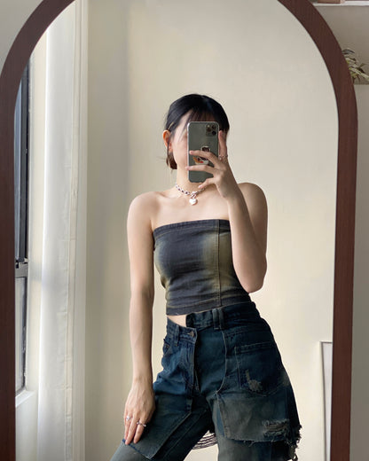 TP482 Denim Tube Top - Navy