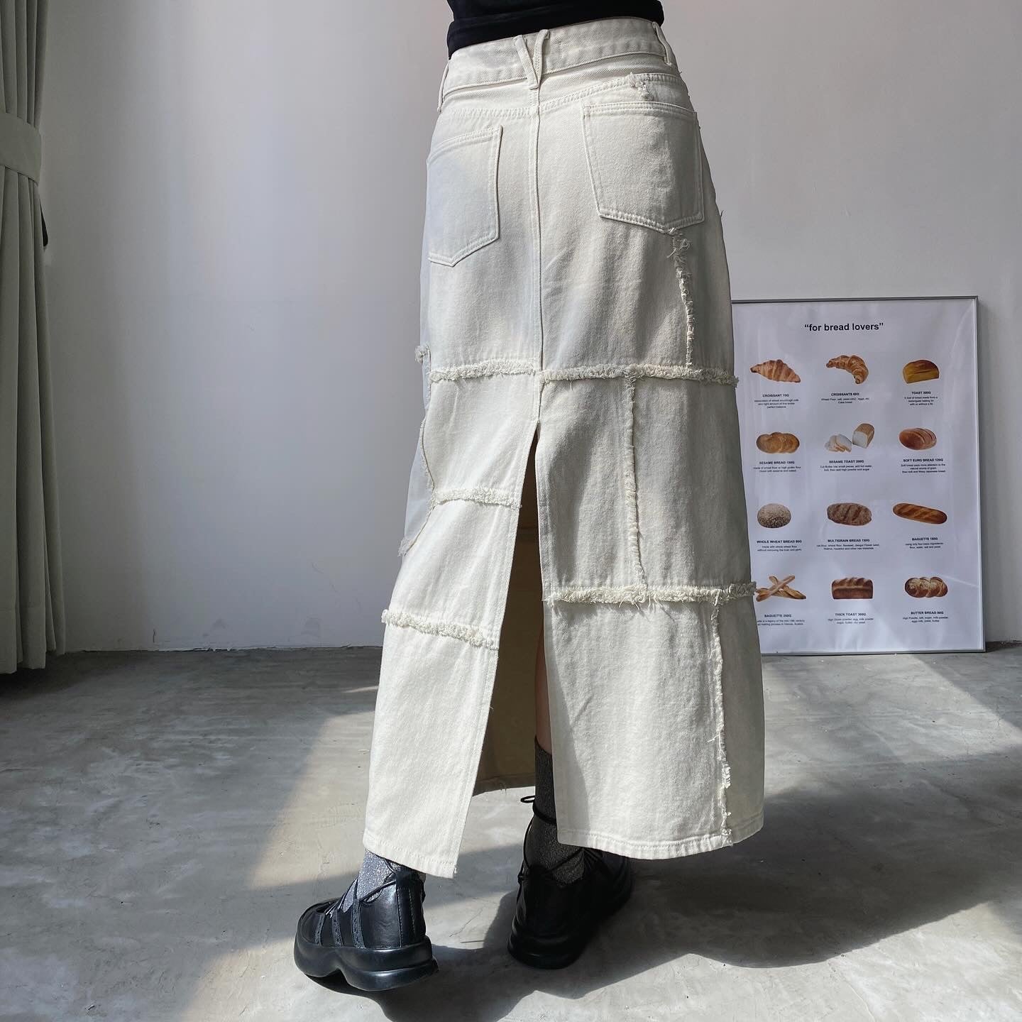 現貨 SK162 Patchwork Skirt - Ivory