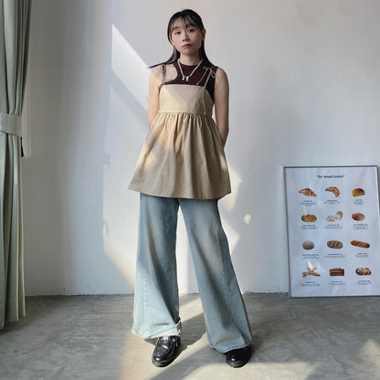 現貨 VT204 Ribbon Sleeveless - Beige | Blue