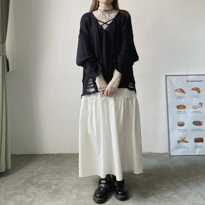 現貨 SK151 Claire Long Skirt - Khaki | Ivory