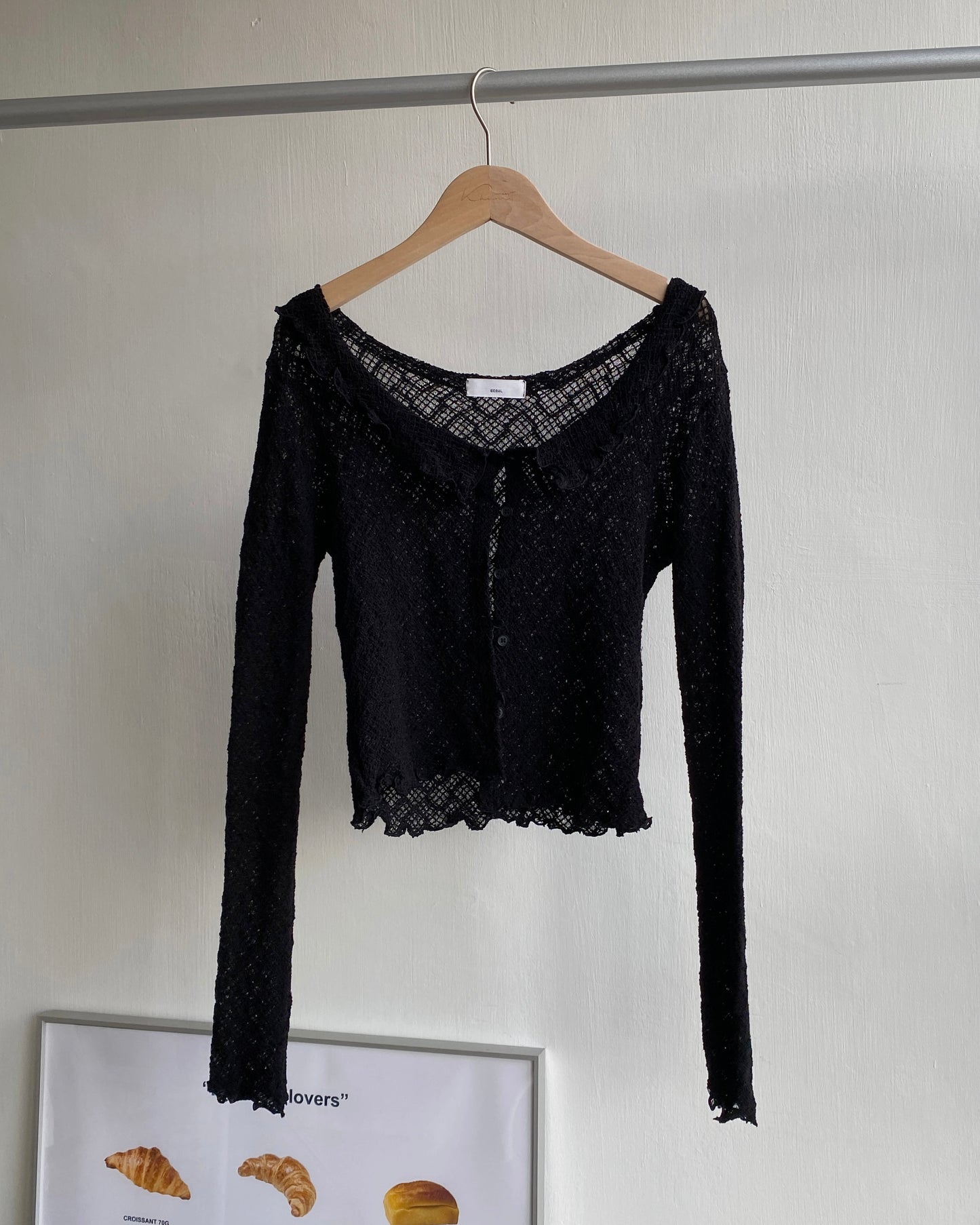 CD044 Lace Cardigan - Ivory | Black