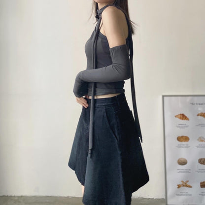 現貨 TP404 Must have!!! One Shoulder Top - Black | White | Charcoal