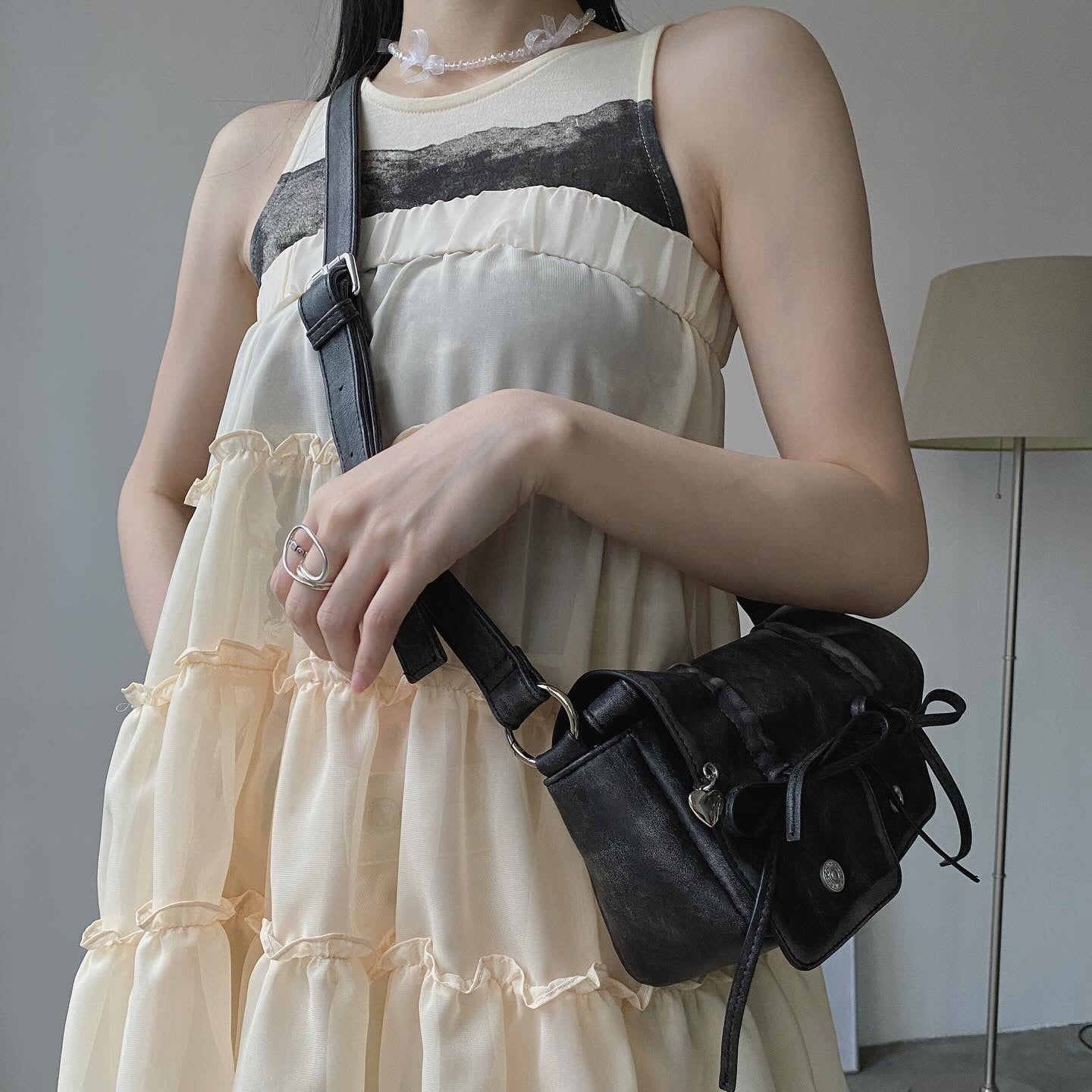 現貨 SK164 Ruffle Sheer Skirt - White | Cream | Black