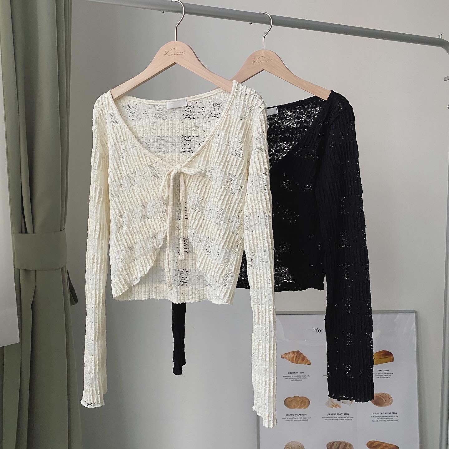 現貨 CD040 Lace Ribbon Cardigan - Ivory | Black