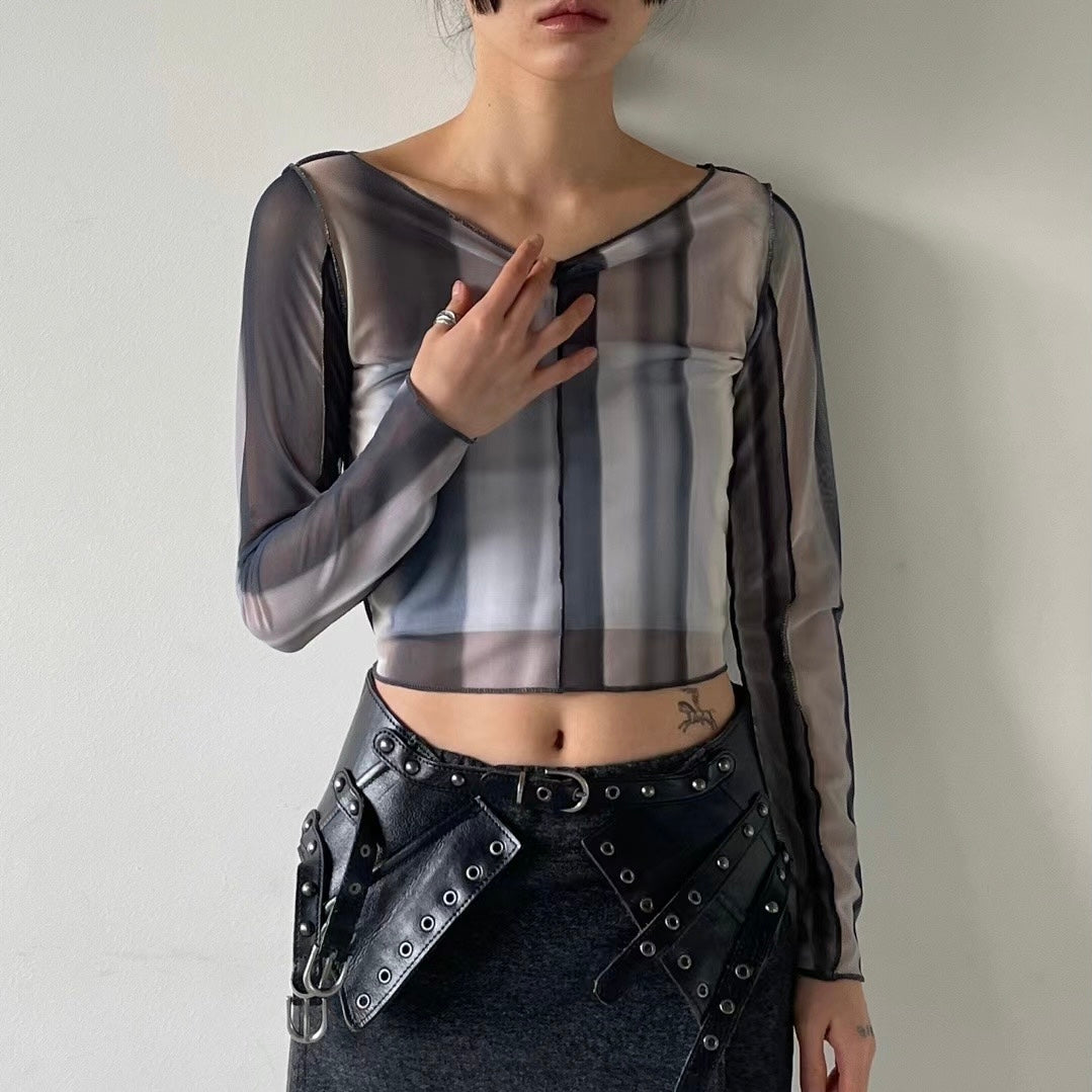 現貨 TP443 Sheer Print Top - Brown | Black