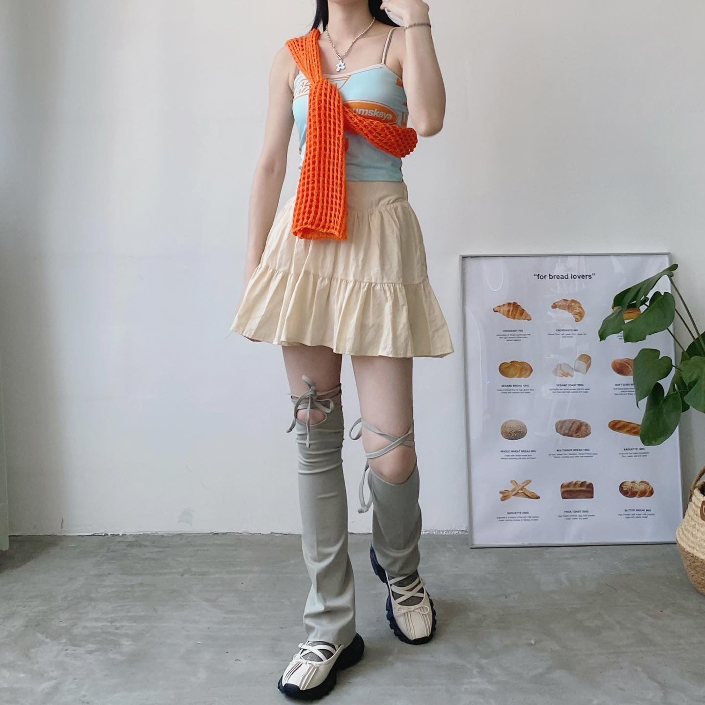 現貨 VT155 Print Sleeveless - Orange | Green