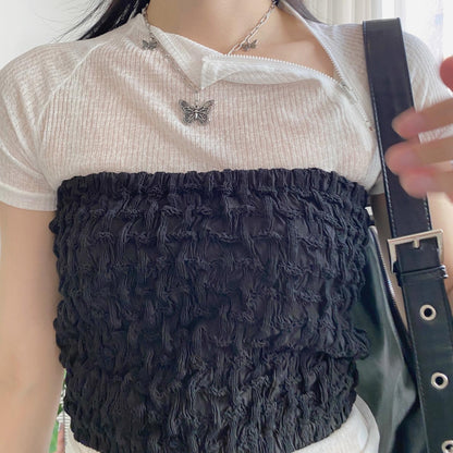 現貨 TP379 Texture Tube Top - Black | White