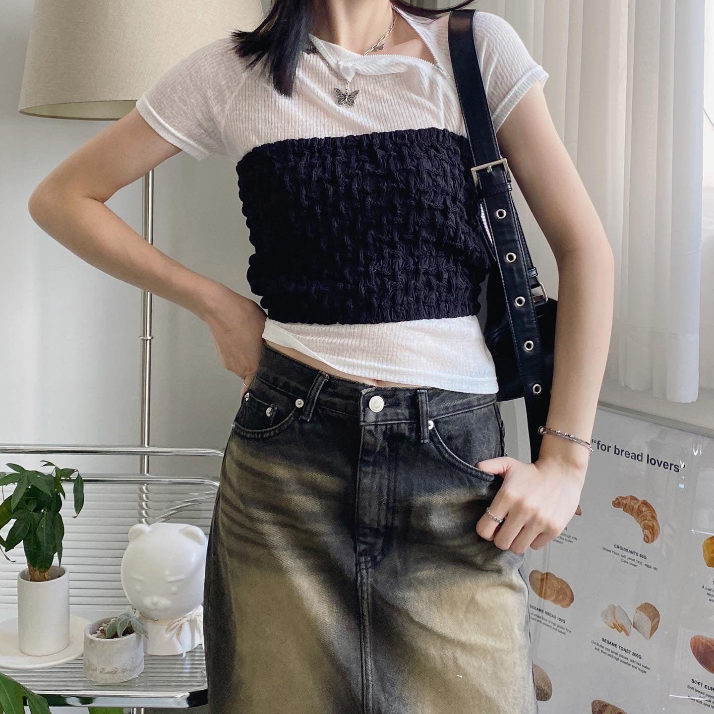 現貨 TP379 Texture Tube Top - Black | White