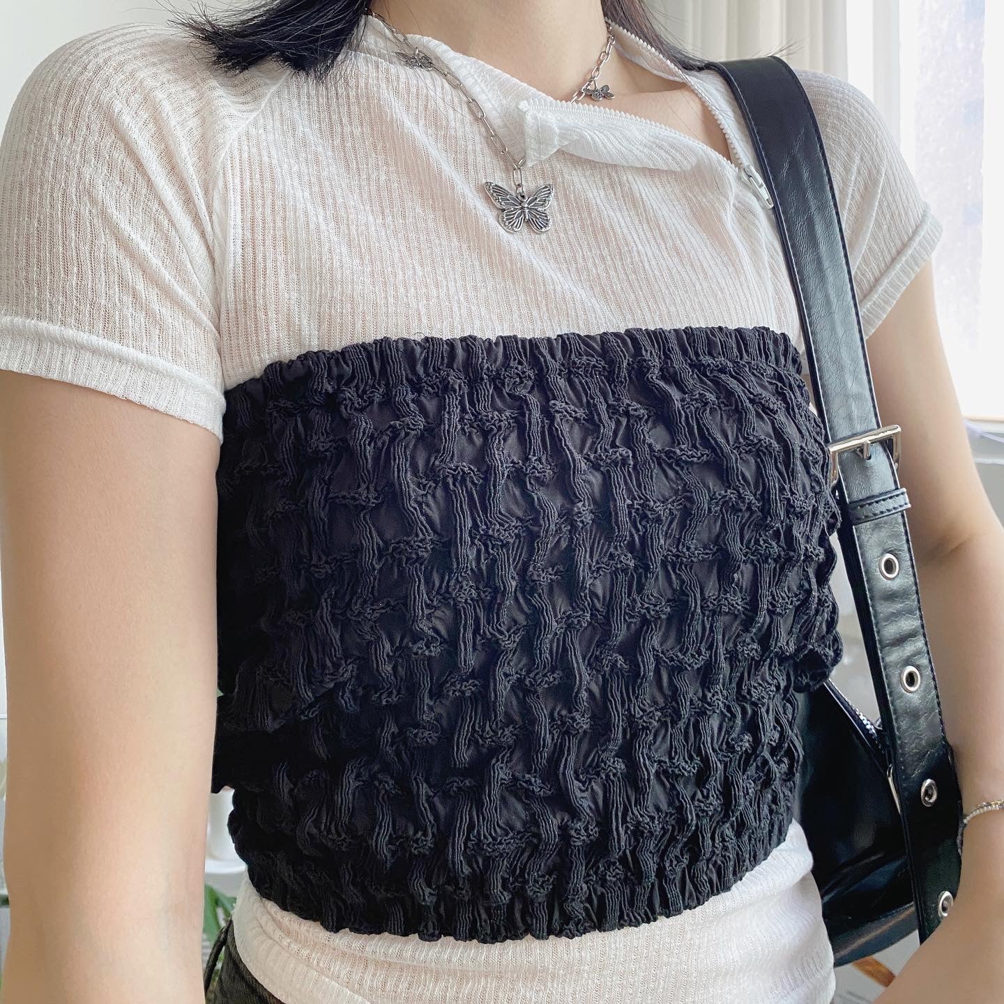 現貨 TP379 Texture Tube Top - Black | White