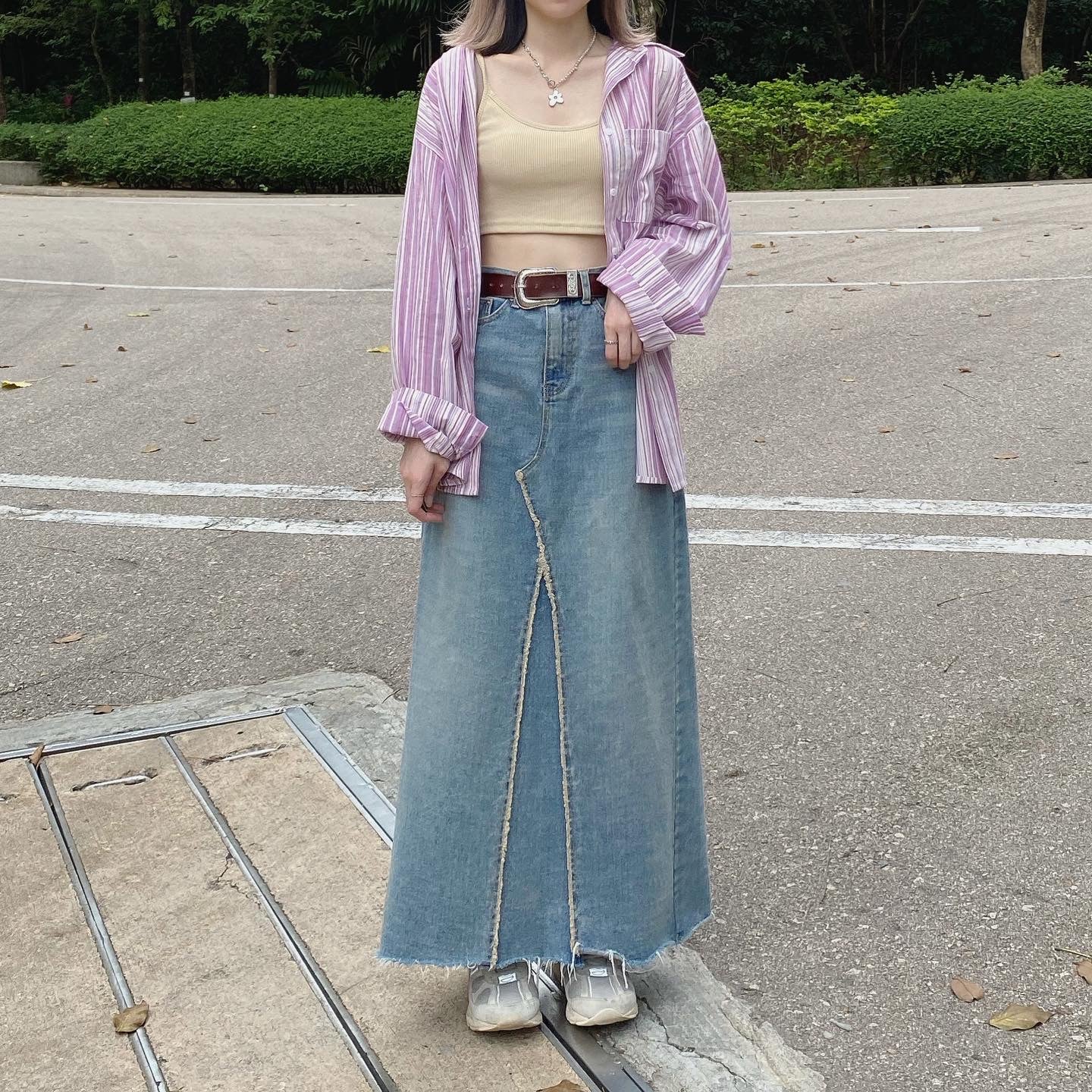 現貨 TP346 Strips Oversize Shirt - Pink | Purple