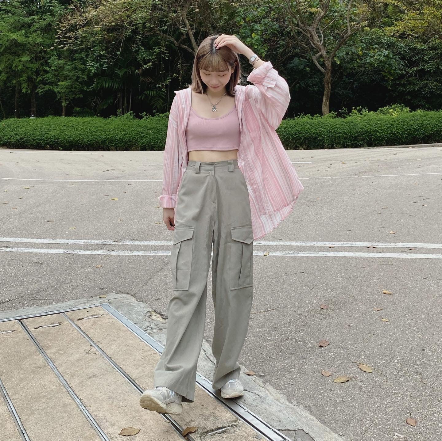 現貨 TP346 Strips Oversize Shirt - Pink | Purple