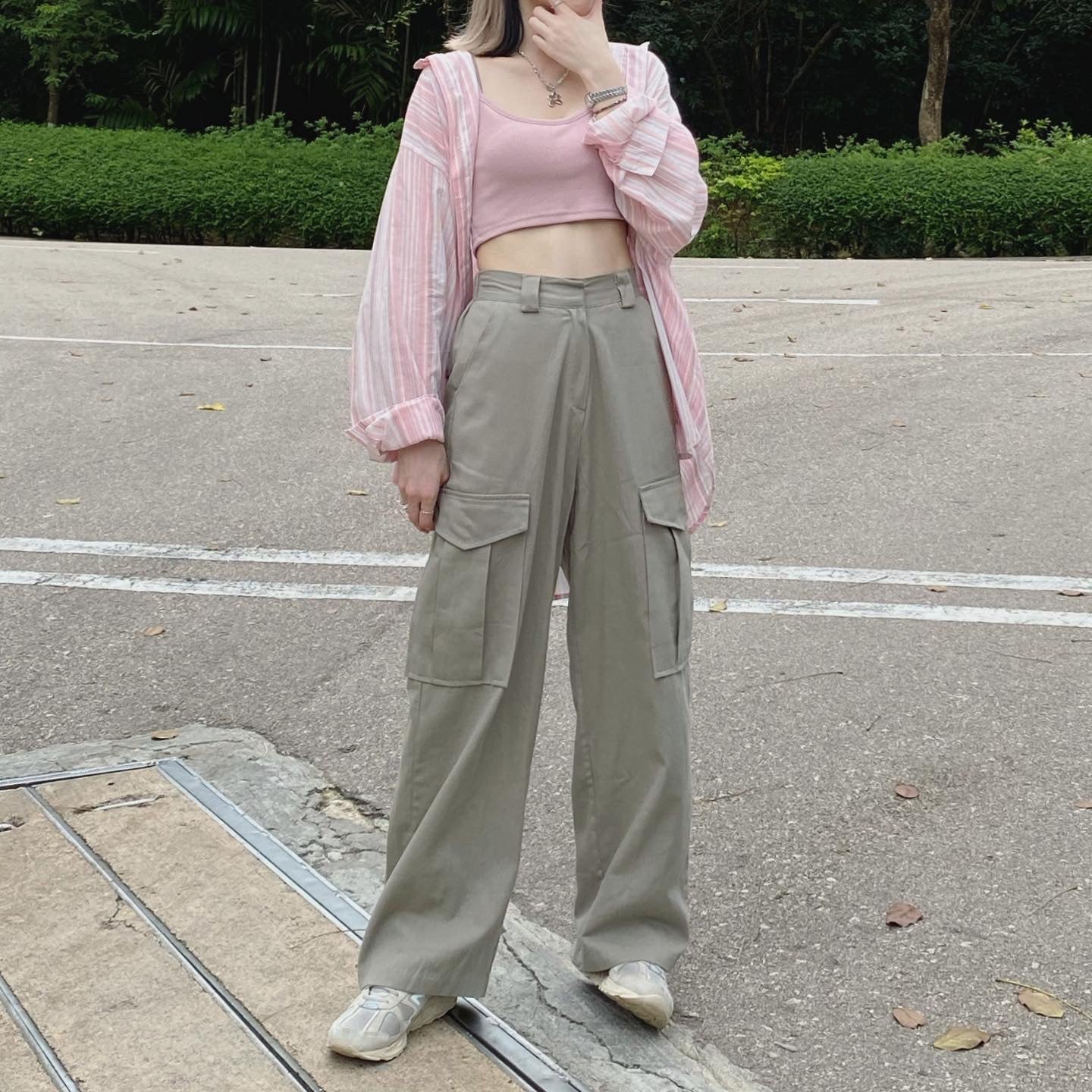 現貨 TP346 Strips Oversize Shirt - Pink | Purple