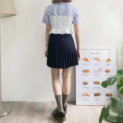 現貨 TP226 Cropped Shirt - White | Blue