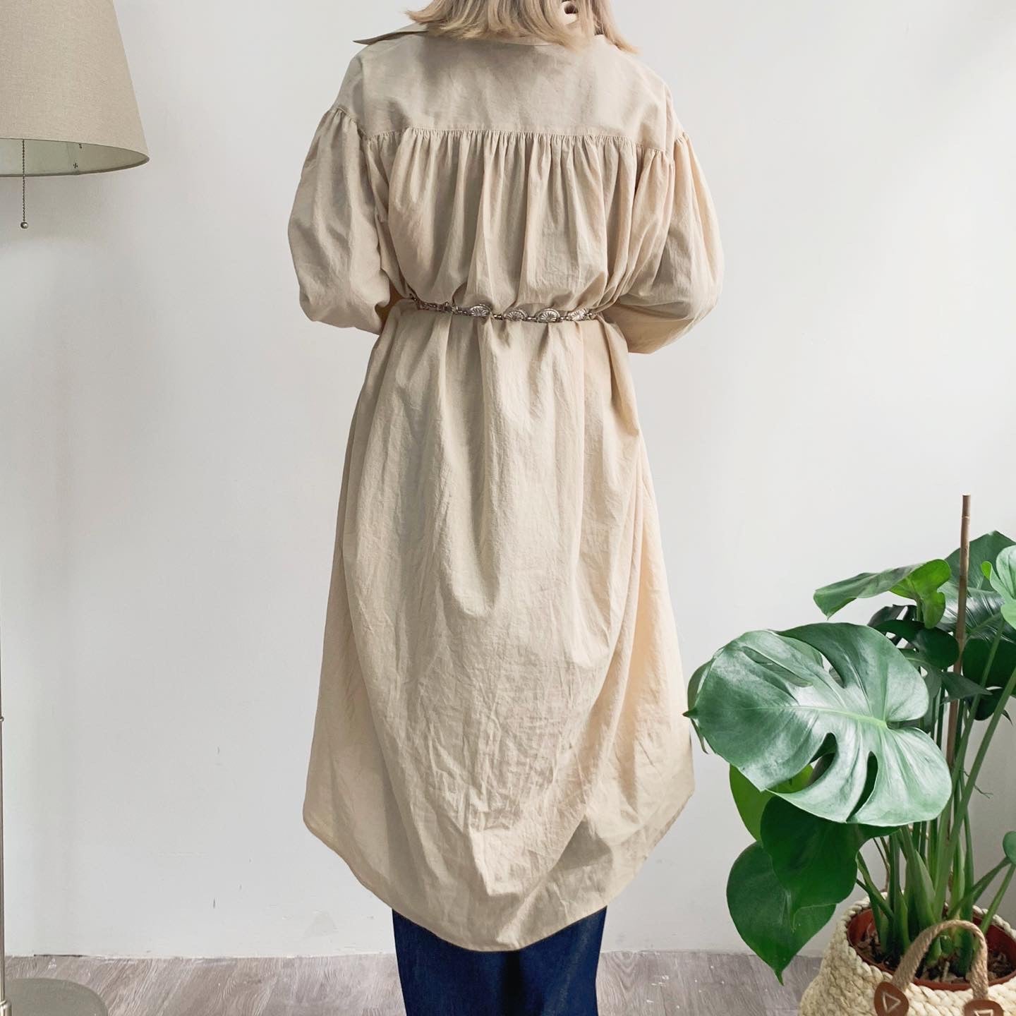 現貨DS073 Bell Sleeve Shirt Dress - Ivory