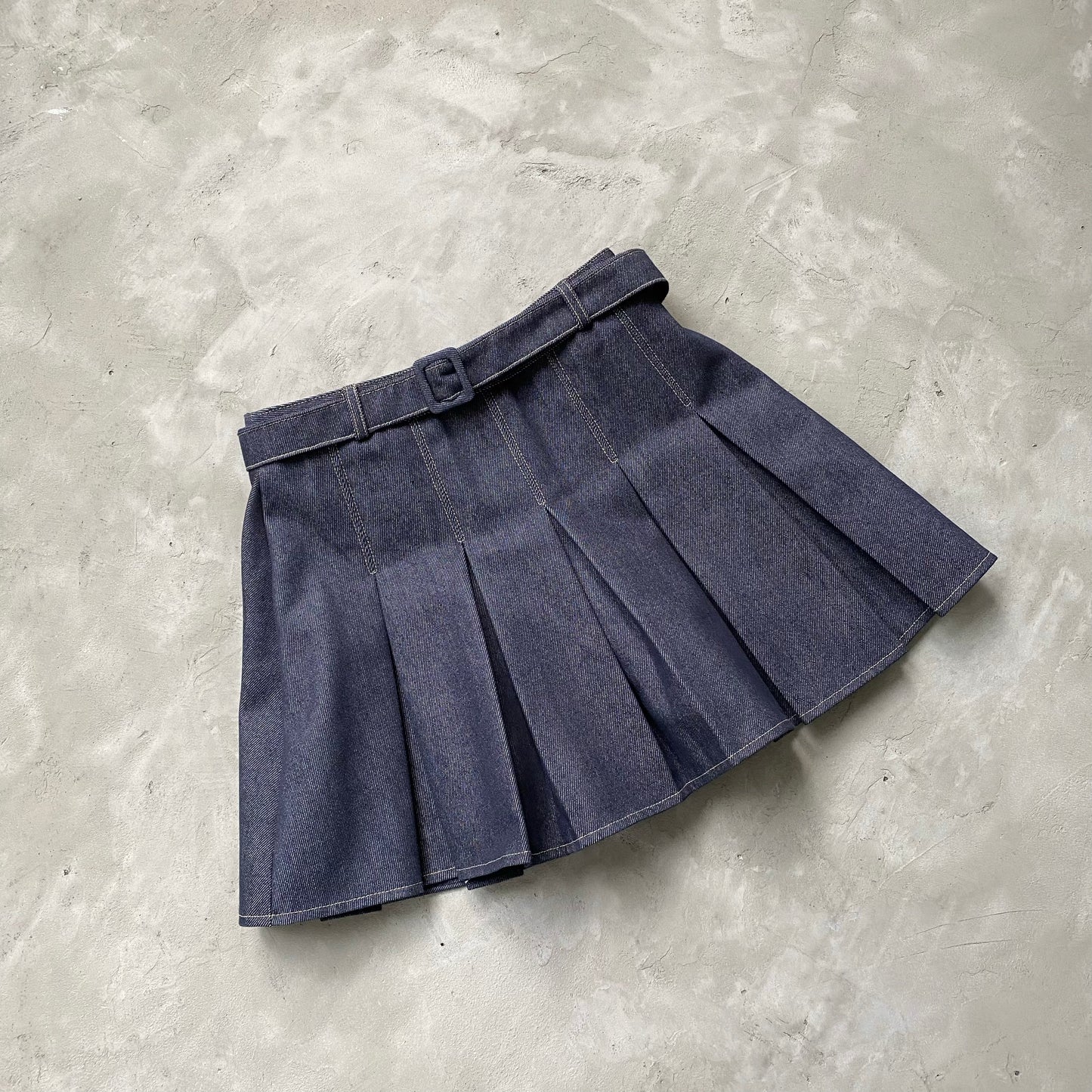 現貨 SK101 Denim Pleated Skirt - Navy