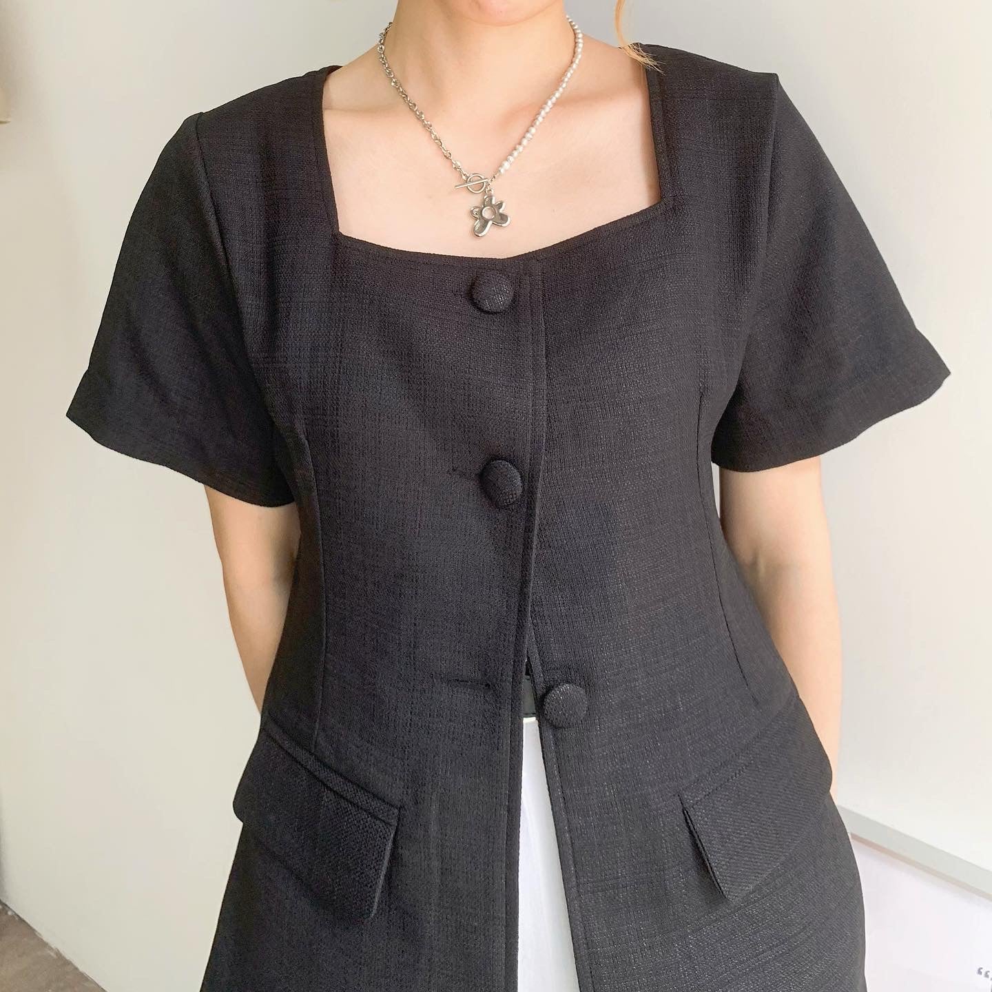 現貨 TP230 Square Collar jacket - Black